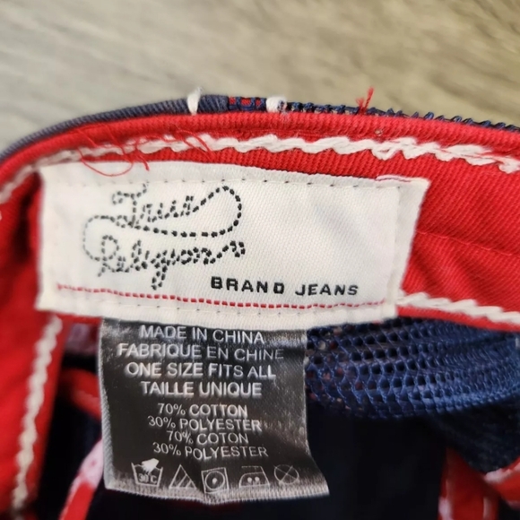 Vintage TRUE RELIGION Women's Distressed Cap Hat Short Bill Rhinestones Blue - Picture 6 of 6